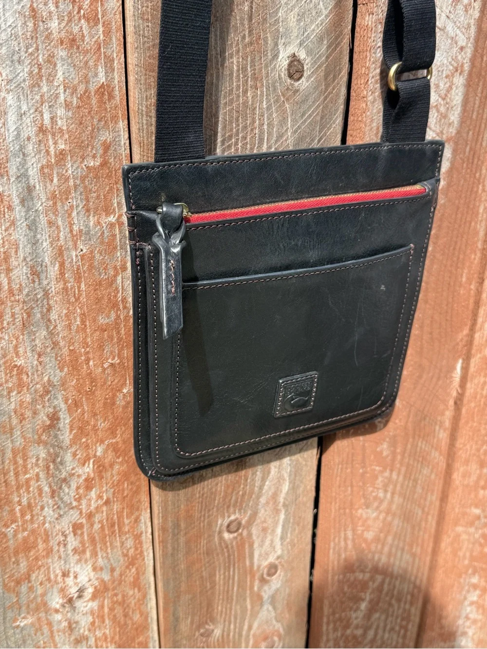 Black Leather Crossbody Bag with Adjustable Strap